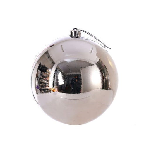 Extra Large 20cm CHRISTMAS BAUBLE SHINY SILVER