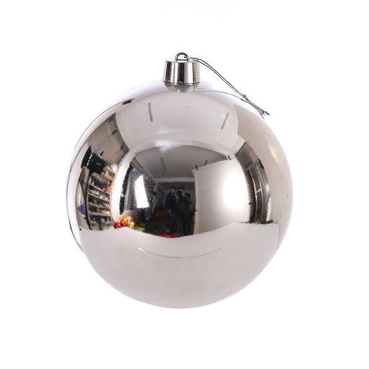 XXL 30cm CHRISTMAS BAUBLE SHINY SILVER