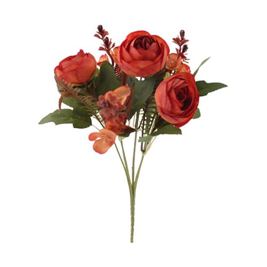 AUTUMN MIXED RANUNCULUS & HYDRANGEA BUSH TERRACOTTA/BROWN