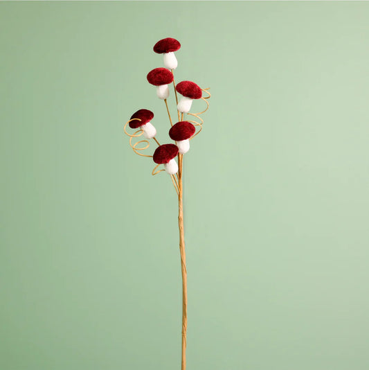 Mini Velvet Mushroom Spray - Burgundy