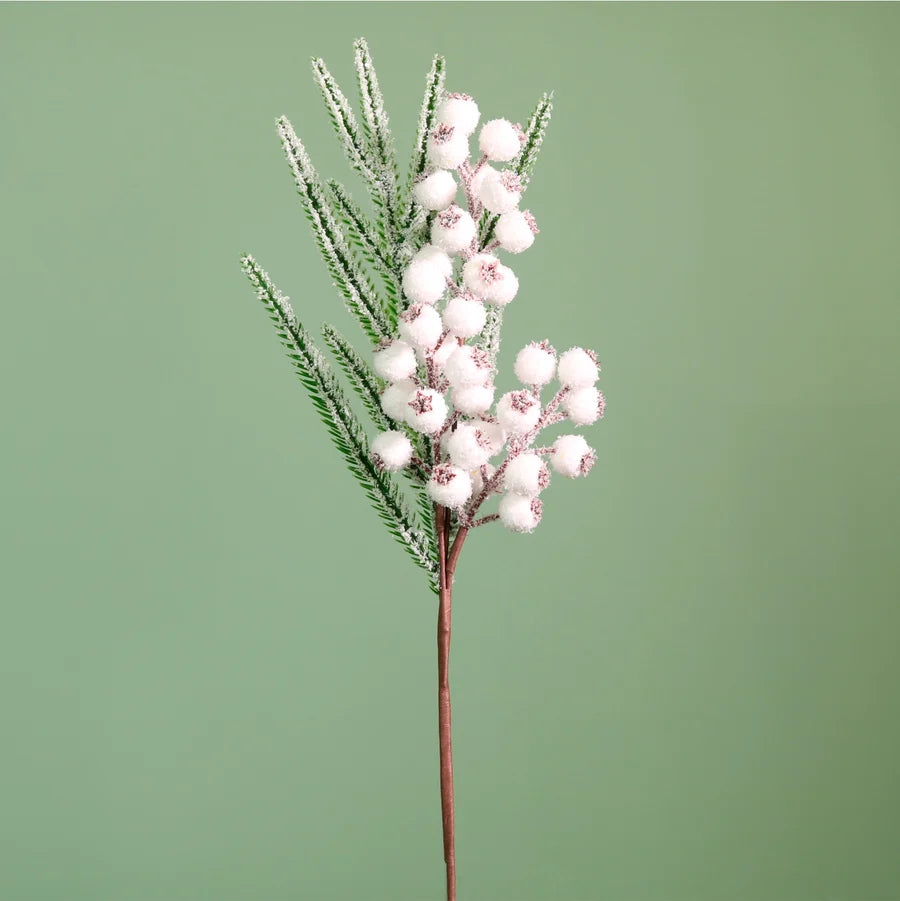 Frosted Pine and White Berry Spray