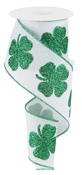 2.5" x 10yd Bold Clover Print On Royal Wired Ribbon