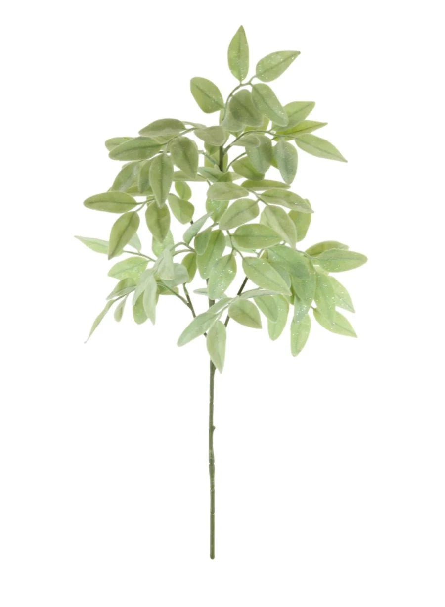 Flocked Sage Leaf Spray