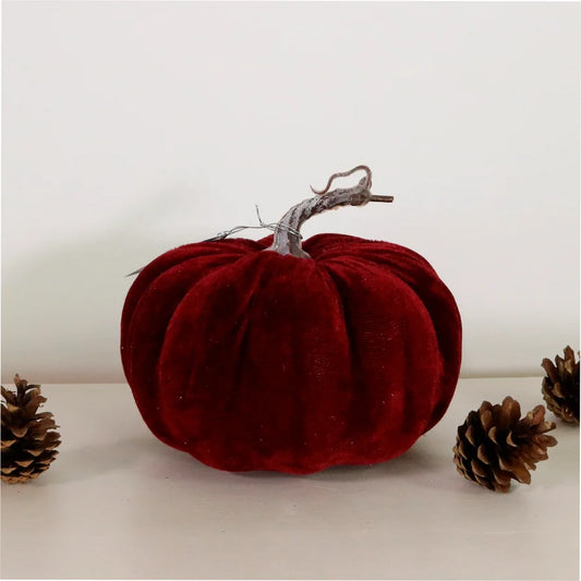 Large Velvet Pumpkin - Burgundy