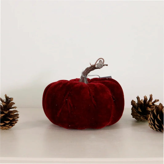 Medium Pink Velvet Pumpkin - Burgundy