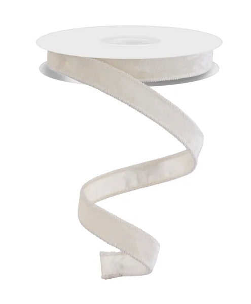 7/8" x 10yd Luxury Velvet With Satin Backing Wired Ribbon - Cream