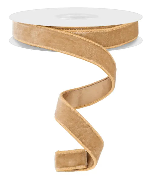 7/8" x 10yd Taupe Luxury Velvet/Satin Backed Wired Ribbon