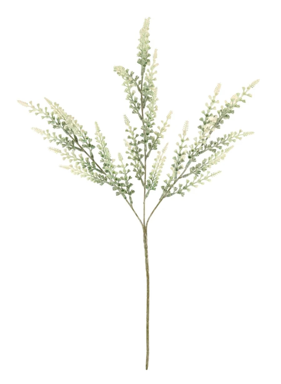 Flocked Tall Bell Lavender Spray- White