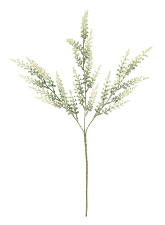 Flocked Tall Bell Lavender Spray- White