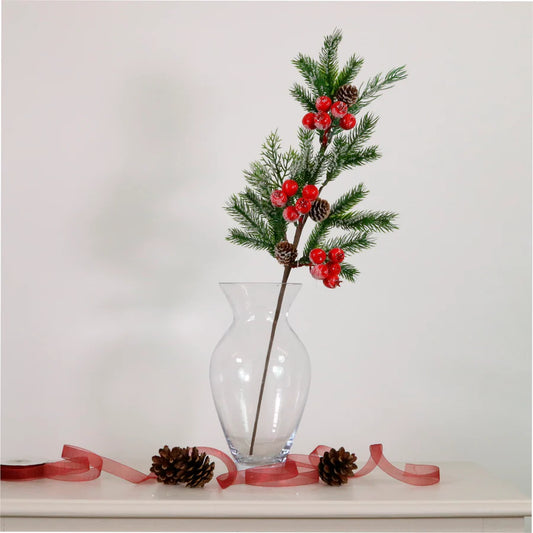 Christmas Spruce, Berry and Pine Cone Spray