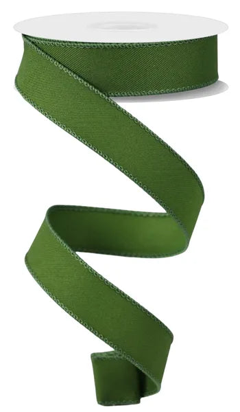 7/8" x 10yd Moss Green Diagonal Weave Wired Ribbon