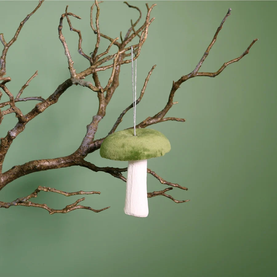Velvet Hanging Mushroom - Sage Green