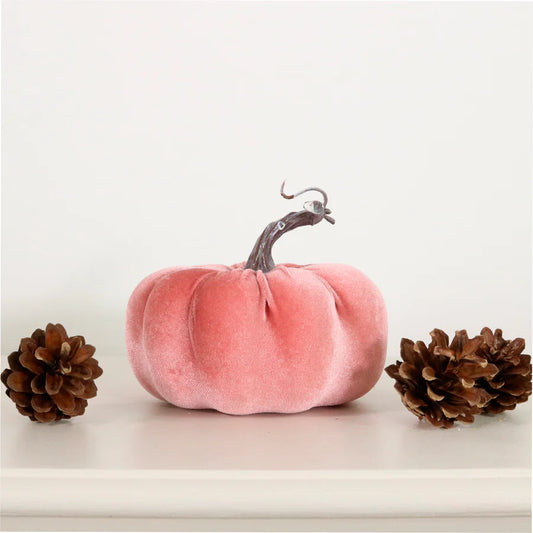 Medium Pink Velvet Pumpkin