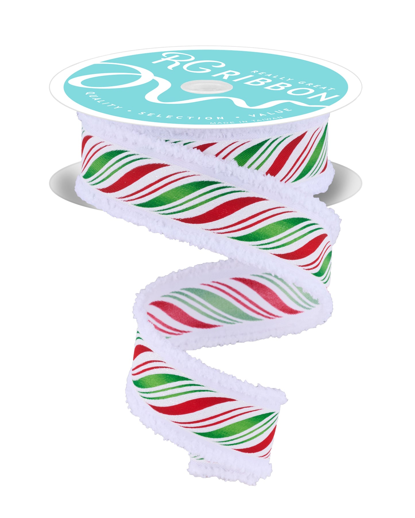 1.5" x 10yd Peppermint Twist/Drift Red And Green Wired Edged Riboon