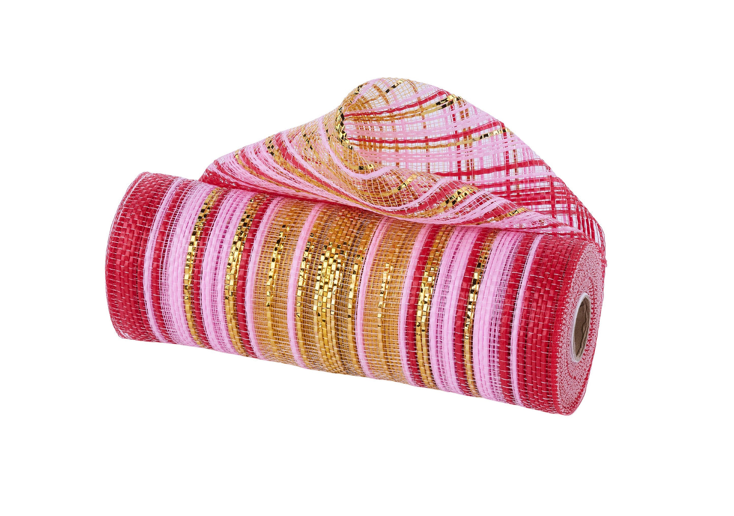 10" x 10yd Vertical Ombre Red/Pink/Gold W/Foil Mesh