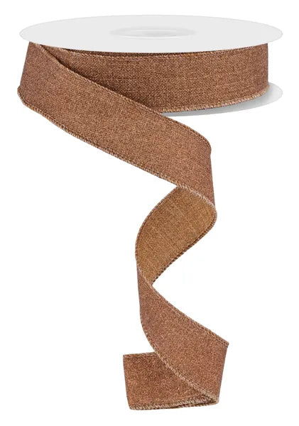 7/8" x 10yd Brown Fine Glitter On Royal Wired Ribbon