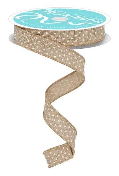 5/8" x 10yd Light Beige Raised Swiss Dots On Royal Wired Ribbon