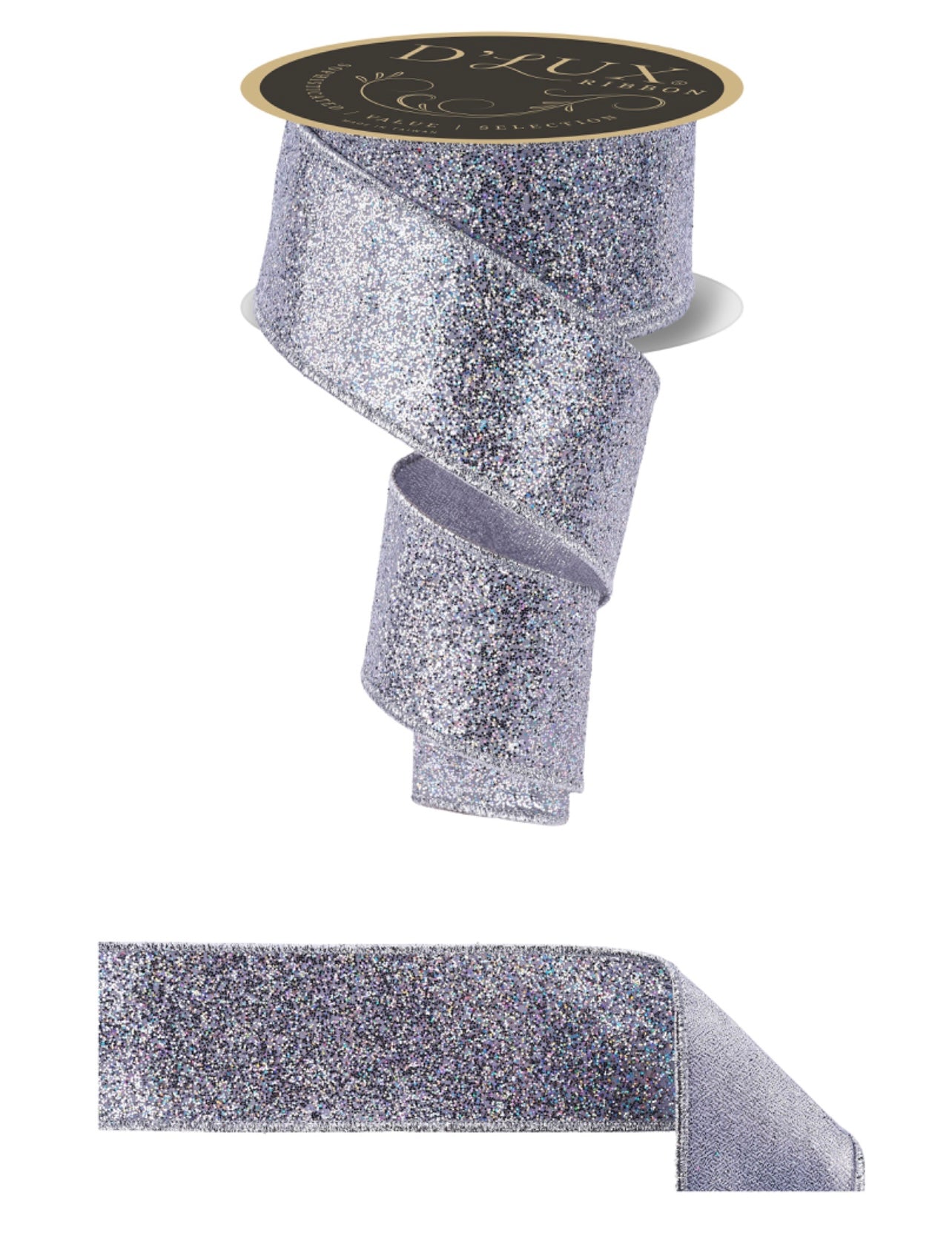 2.5" D'LUX Laser Silver Glitter Fused Ribbon