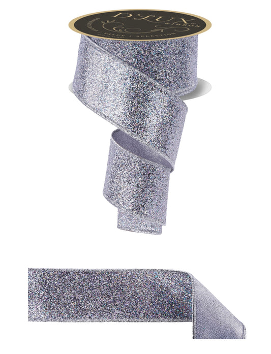 2.5" D'LUX Laser Silver Glitter Fused Ribbon