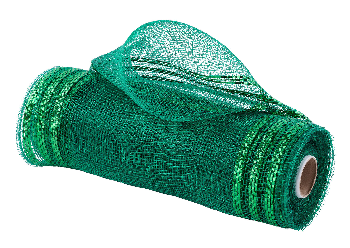 10" x 10yd Border Stripe Emerald Green Metallic Mesh