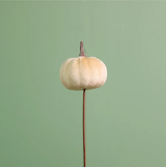 Velvet Pumpkin On Sticks (6 Per Pack) - Cream