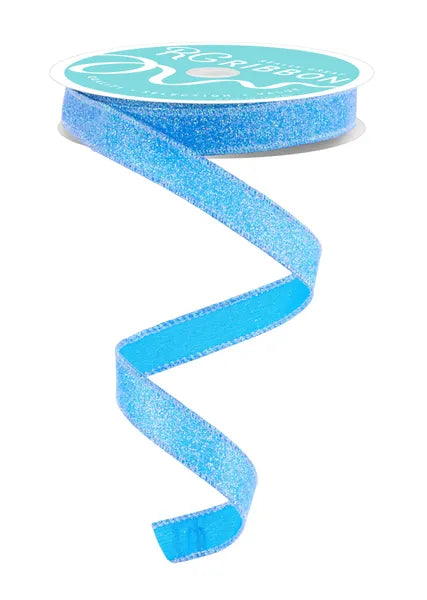5/8" x 10yd Iridescent Glitter Wired Ribbon - Blue