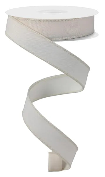 7/8" x 10yd Ivory  Diagonal Weave Wired Ribbon