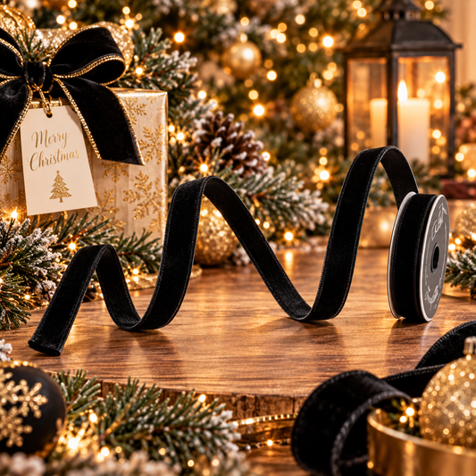 Farrisilk Velvet Luster .75"X10YD Wired Ribbon - Black