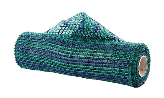 10" x 10yd Horizontal Wide Stripe Mesh - Emerald and Navy