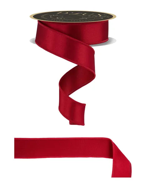 D'LUX 1.5" x 10yd Satin Fused Wired Ribbon - Dark Red