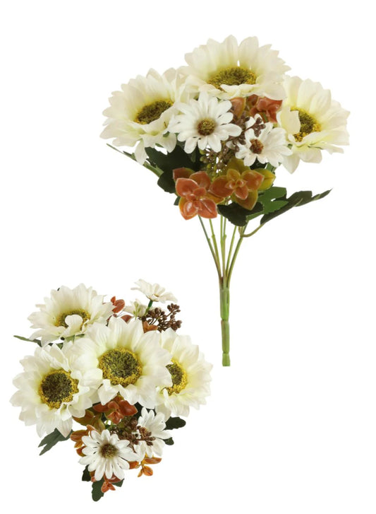 Mixed Sunflower Daisy Bunch - Ivory