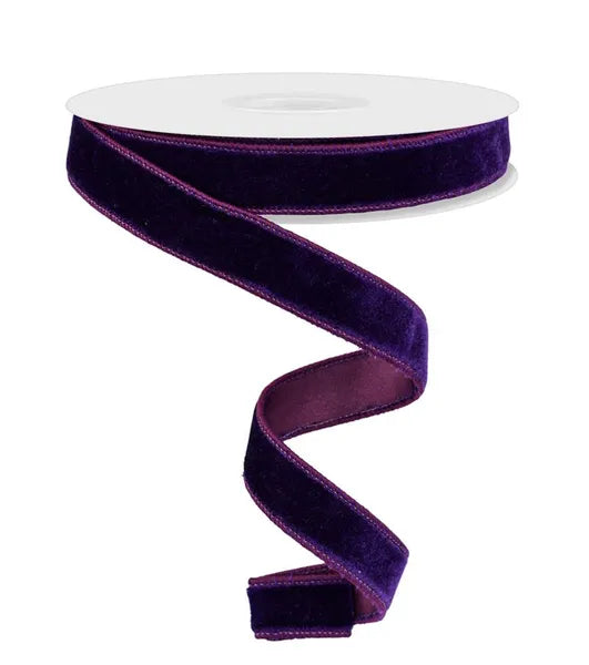 7/8" x 10yd Luxury Velvet With Satin Backing Wired Ribbon - Purple