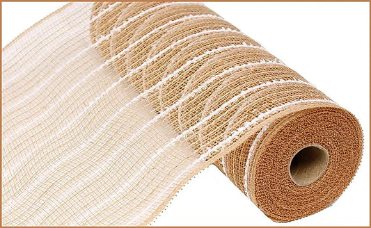 10.25" x 10yd Drift/Poly/Jute Mesh - Natural and White