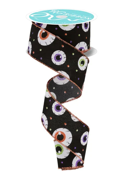 1.5" x 10yd Eyeballs Wired Ribbon