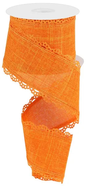 2.5" x 10yd Scalloped Edge Wired Ribbon- Orange