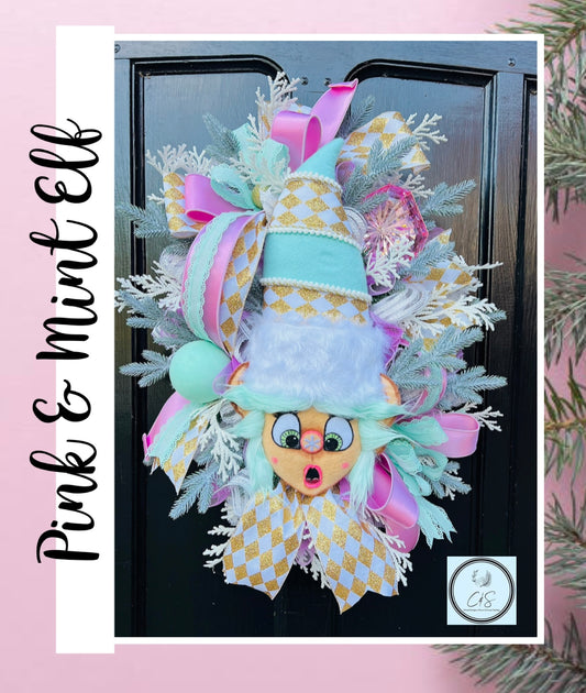 Christmas Pink & Mint Elf Wreath