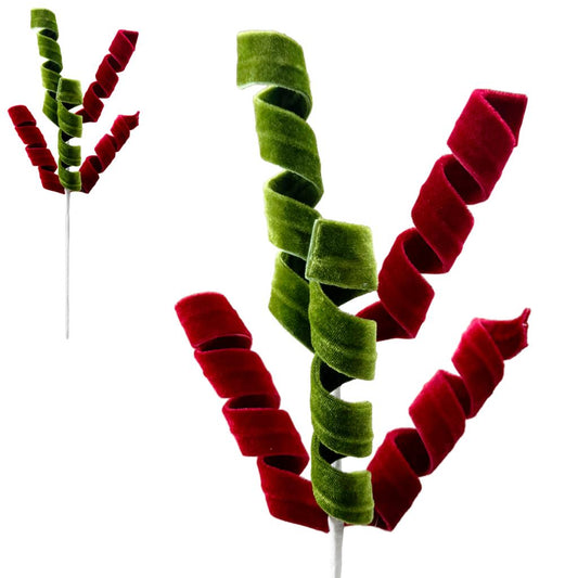 VELVET CURLY SPRAY-GREEN & RED