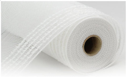 10.25" x 10yd White Snowdrift/Wide Border Mesh