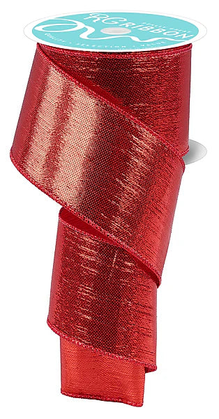 2.5" x 10yd Red Metallic Wired Ribbon