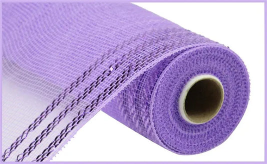 10" x 10yd Lavender Border Stripe Metallic Mesh