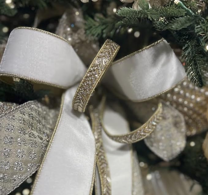 FARRISILK CHEVRON CRYSTAL TRIM  0.75"X5YD WIRED RIBBON