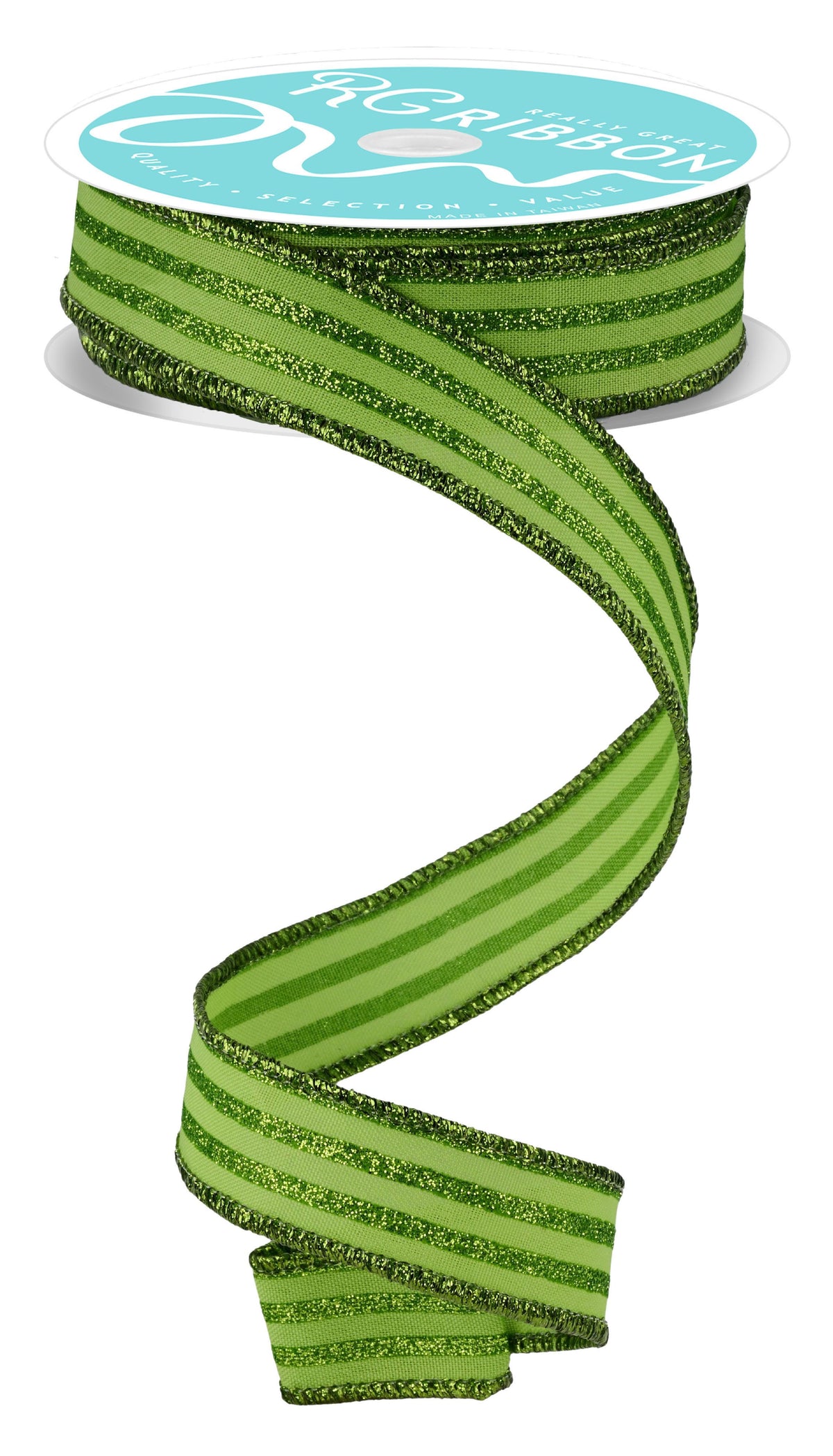 7/8"X10YD GLITTER VERTICAL STRIPE LIME GREEN
