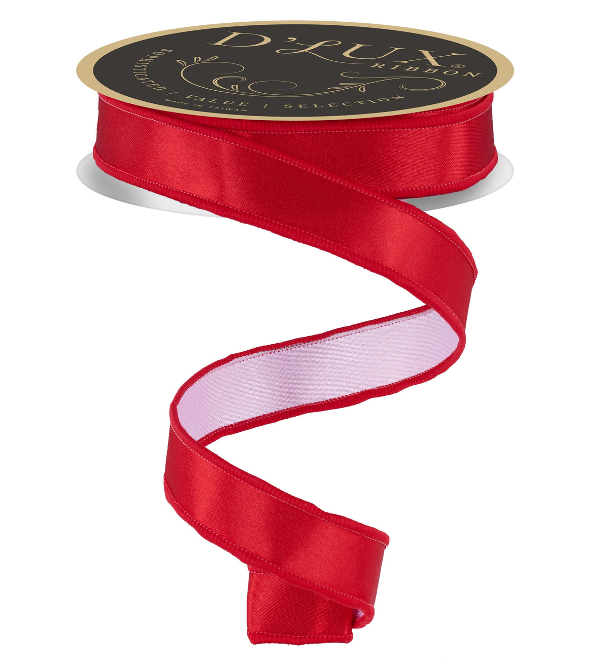 7/8"X10YD  D'LUX SATIN FUSED ROYAL RED/WHITE