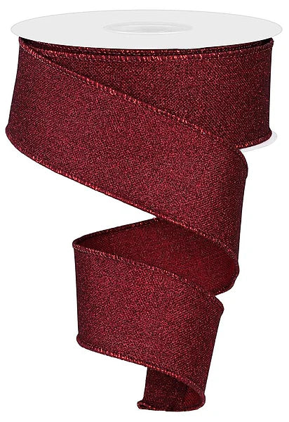 1.5" x 10yd Fine Glitter On Royal - Burgundy