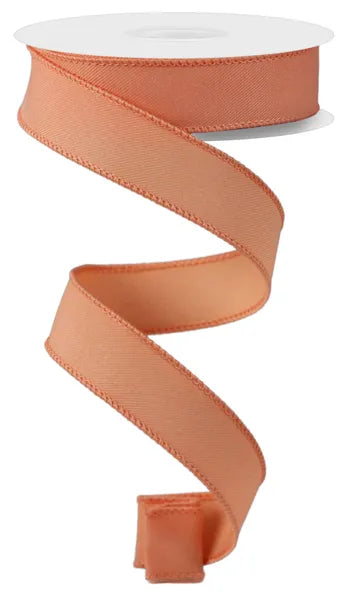 7/8" x 10yd Peach Diagonal Weave Wired Ribbon