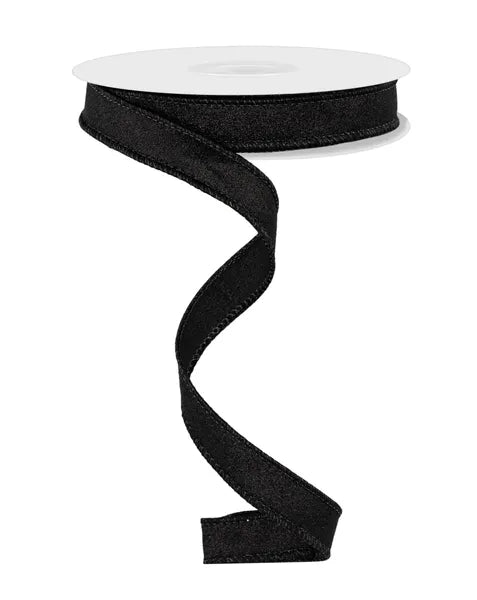 5/8" x 10yd Shimmer Glitter Wired Ribbon - Black