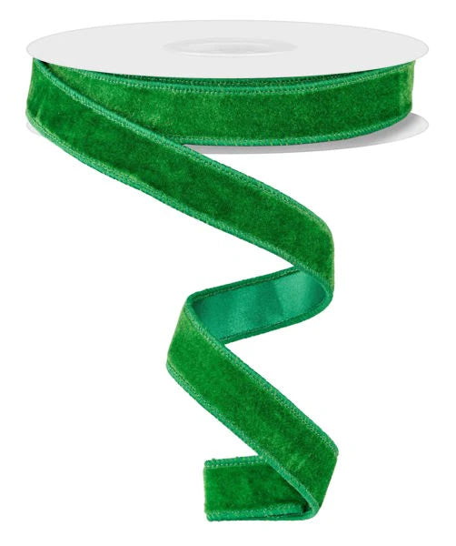 7/8" x 10yd Luxury Velvet With Satin Backing Wired Ribbon - Emerald Green