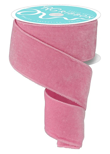 2.5" x 10yd Luxury Velvet/Satin Backing - Light Pink Wired Ribbon
