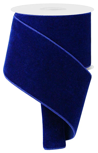 4" x 10yd Luxury Velvet/Satin Backing - Royal Blue Wired Ribbon