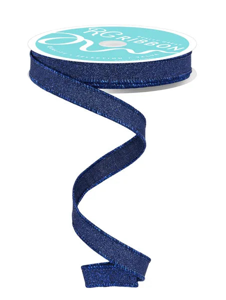 5/8" x 10yd Fine Glitter Wired Ribbon - Navy Blue
